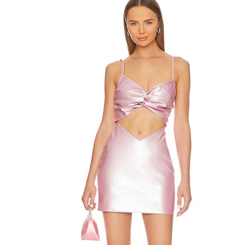 REVOLVE NWT MARA MINI DRESS IN METALLIC PINK SIZE SMALL LOVERS & FRIENDS